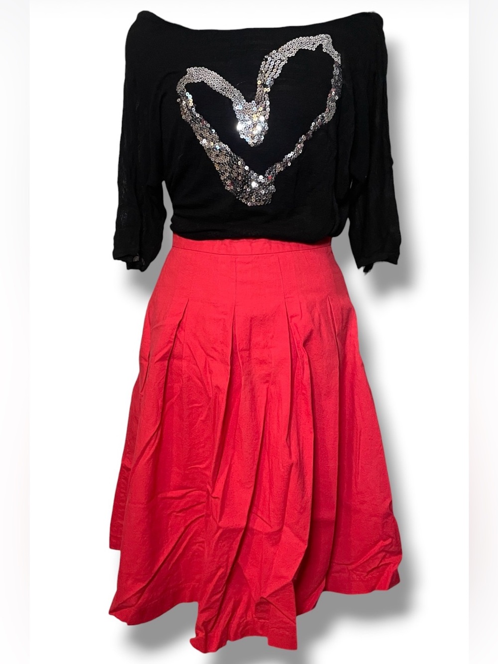 Esley Vibrant Pink Coral A-Line Pleated Midi Skirt